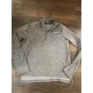 Nike Dri Fit Running Pullover Mens Small Gray Quarter Zip Long Sleeve Athletic